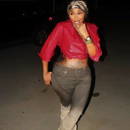 Red Crop Leather Jacket